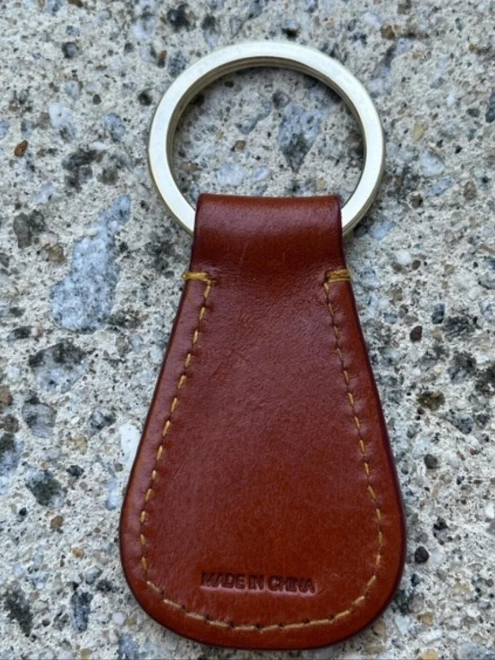 Dooney & Bourke Tan Brown Leather Key Ring with Gold Hardware